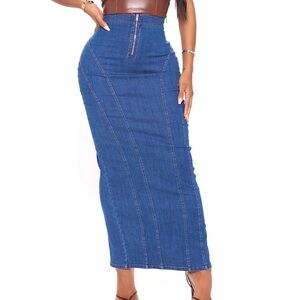 New Not My Problem Maxi Denim Skirt - Dark Wash Size L